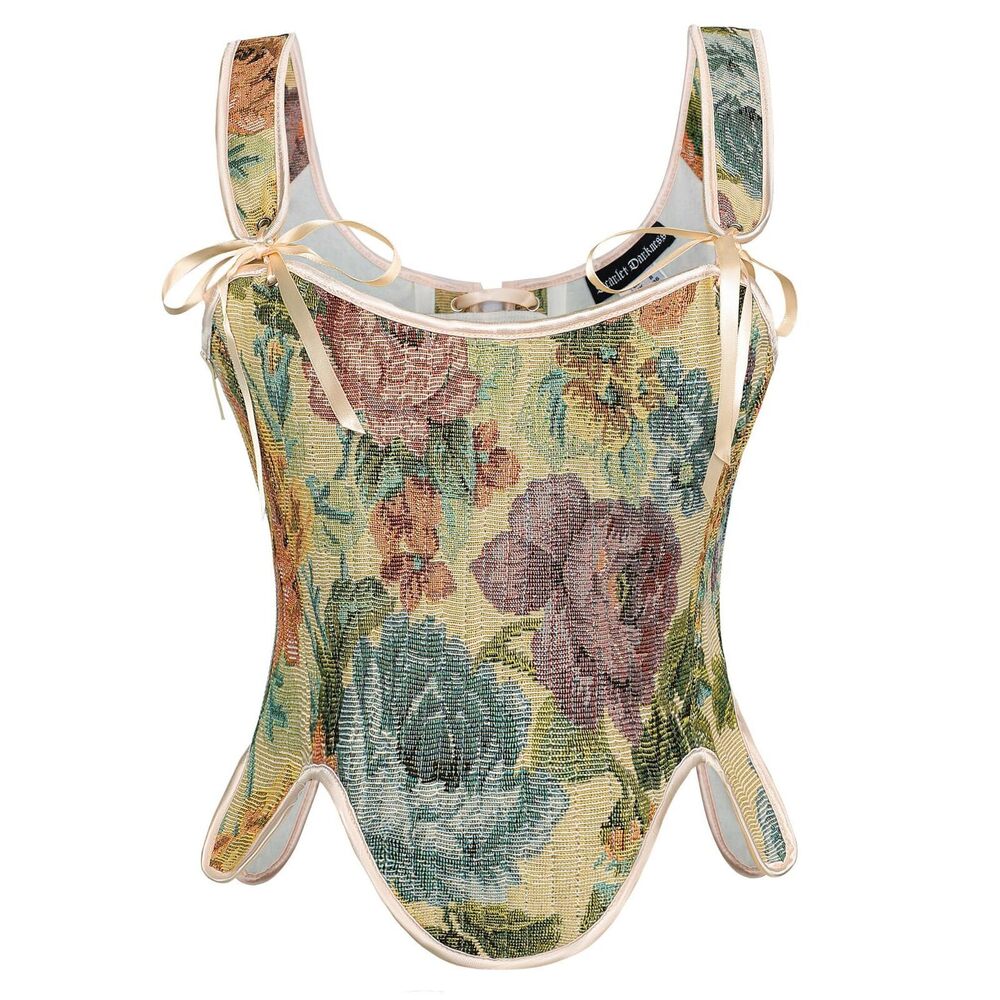 1976 Victorian Floral Corset Summer Renaissance Corset Tops Bustier Tops